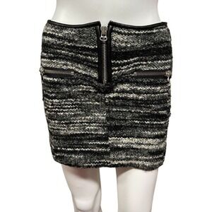 Isabel‎ Etoile Marant Boiled Wool Mini Skirt  Size 0 Black White Grey Zipper